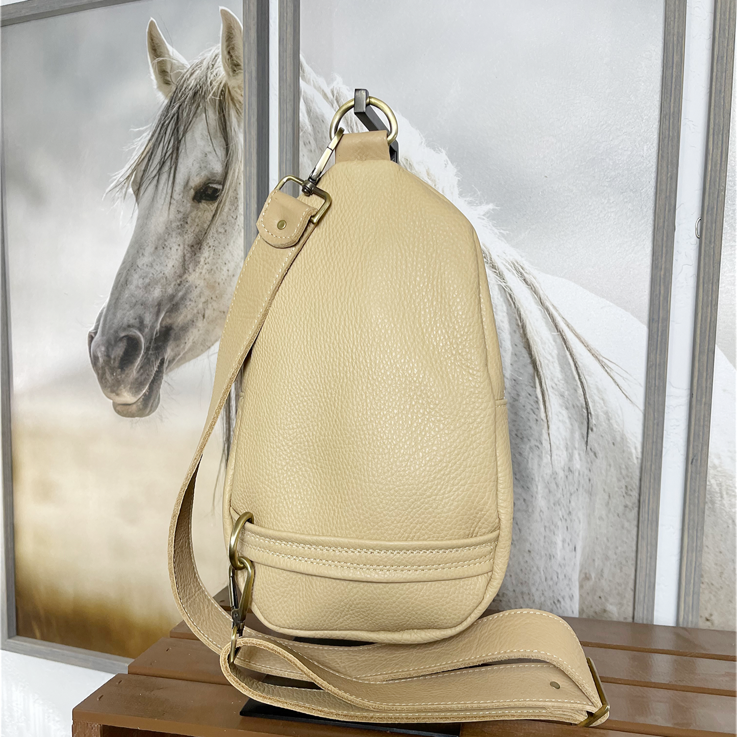 Blondie 2 Gold Acid Wash Sling Bag/Cross Body Purse/Handmade Leather Bag