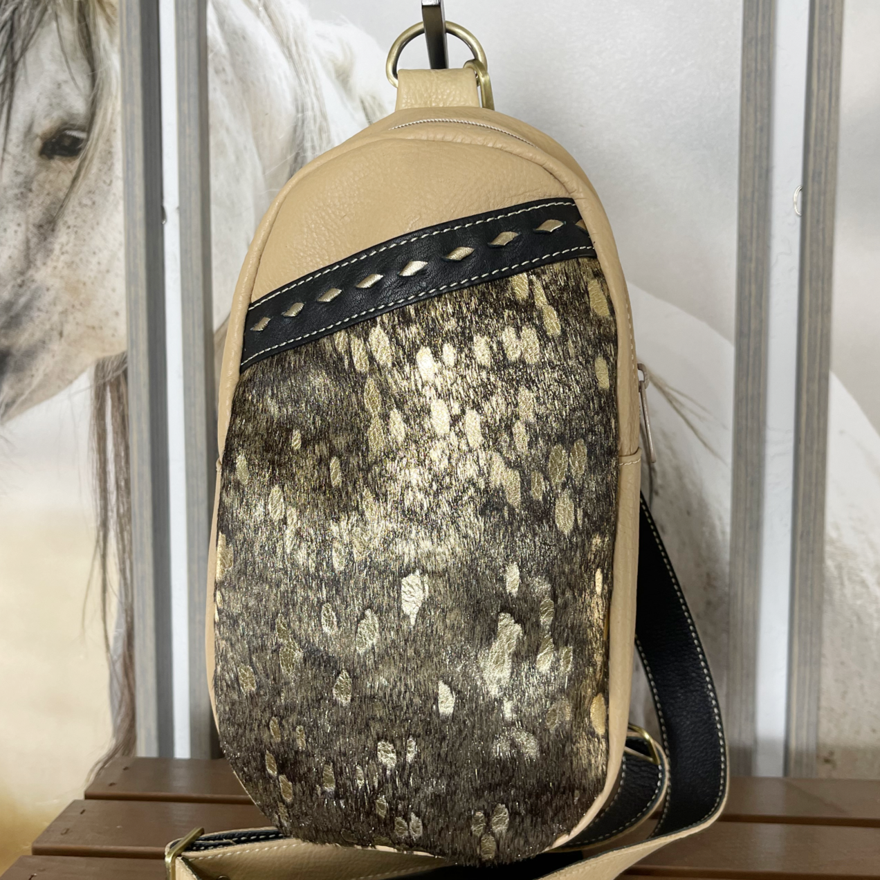 Blondie 2 Gold Acid Wash Sling Bag/Cross Body Purse/Handmade Leather Bag