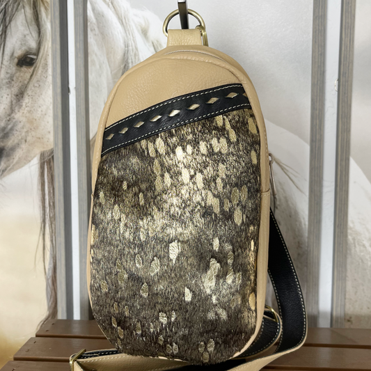 Blondie 2 Gold Acid Wash Sling Bag/Cross Body Purse/Handmade Leather Bag