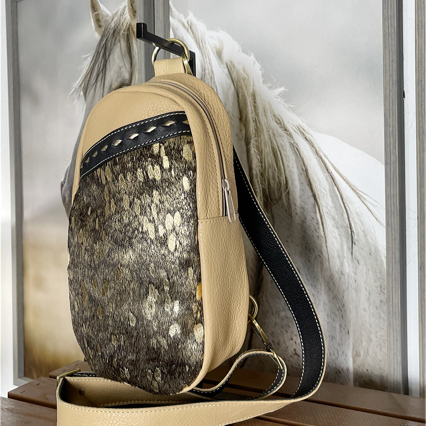 Blondie 2 Gold Acid Wash Sling Bag/Cross Body Purse/Handmade Leather Bag