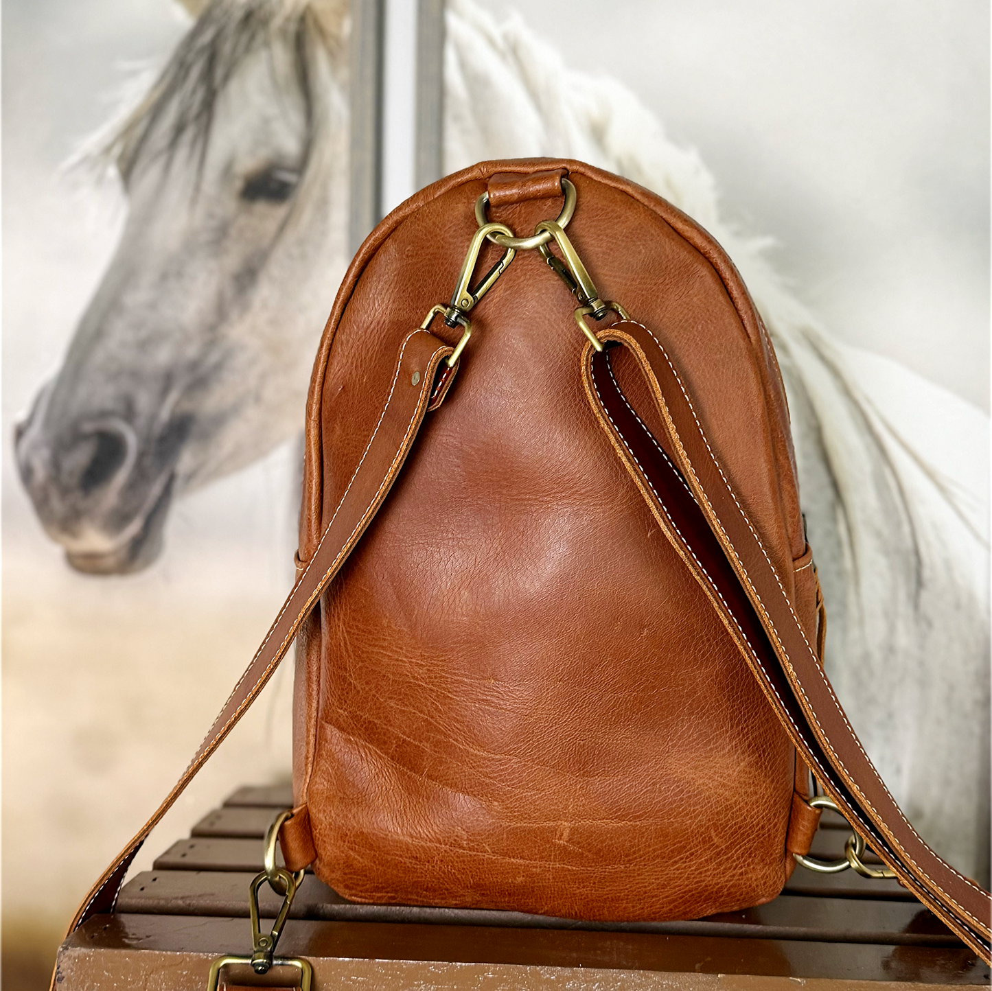 Leather with Wool Backpack/Sling Bag