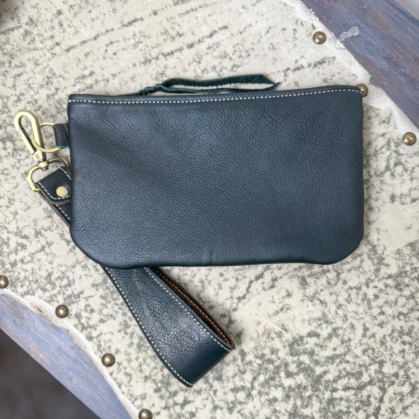 Wristlet/Small Bag Organizer with Navajo Embossed Leather