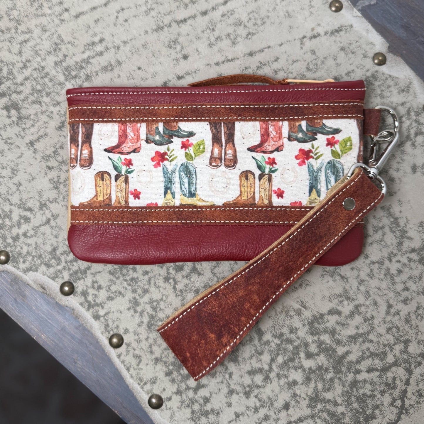 Wristlet/Small Bag Organizer with Cowgirl Boots