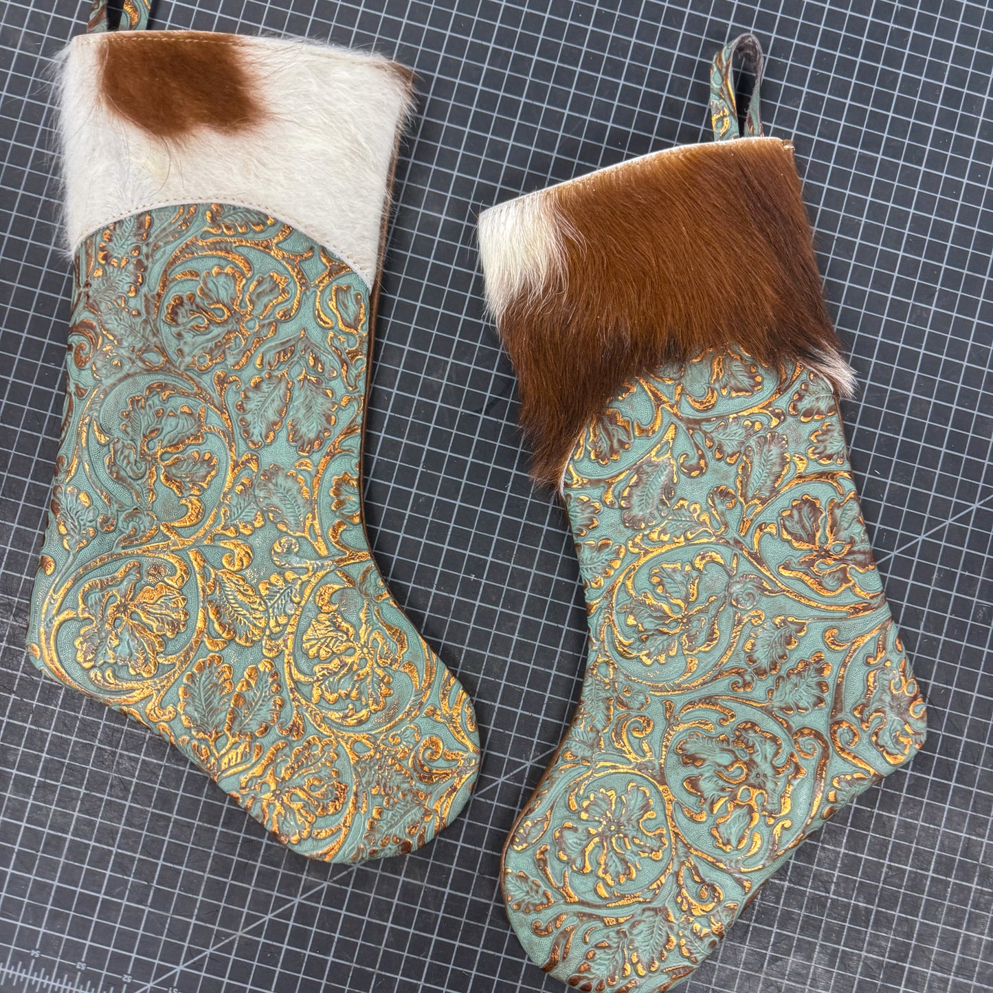 Western Embossed Leather Christmas Stocking