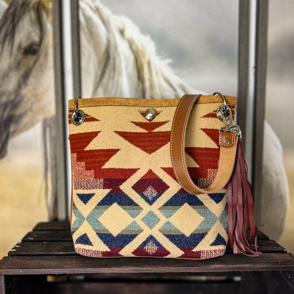 Gypsy Shoulder/Cross Body in Stillwater Tan w/Maroon Tassel