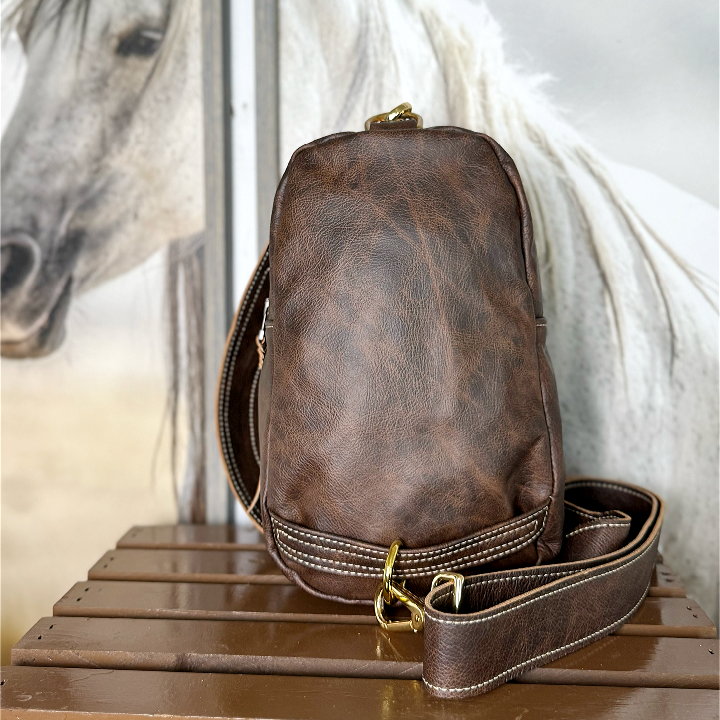 Sling Bag Mesilla Wool Accent/Cross Body Purse/Handmade Leather Bag