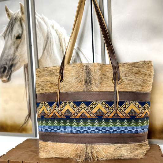 Buckskin Big Bertha Tote in Blond Hair on Hide MM053