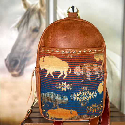 Leather with Wool Backpack/Sling Bag