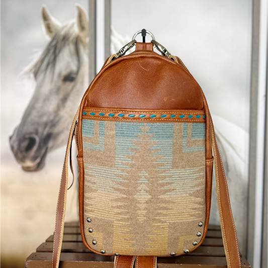 Backpack Leather with Harding Multi Tan Wool