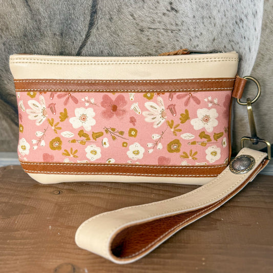 Wristlet/Small Bag Organizer with Blush Wildflowers