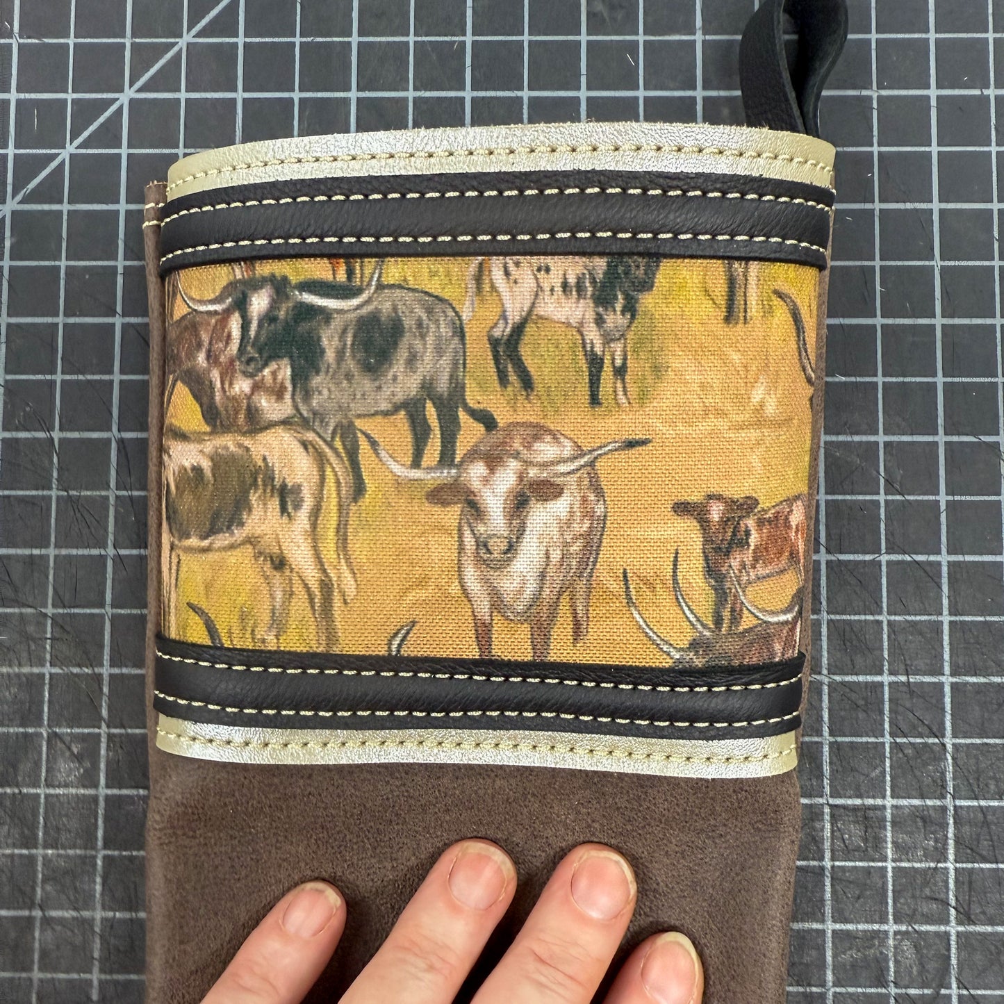 Longhorn Theme Leather Christmas Stocking