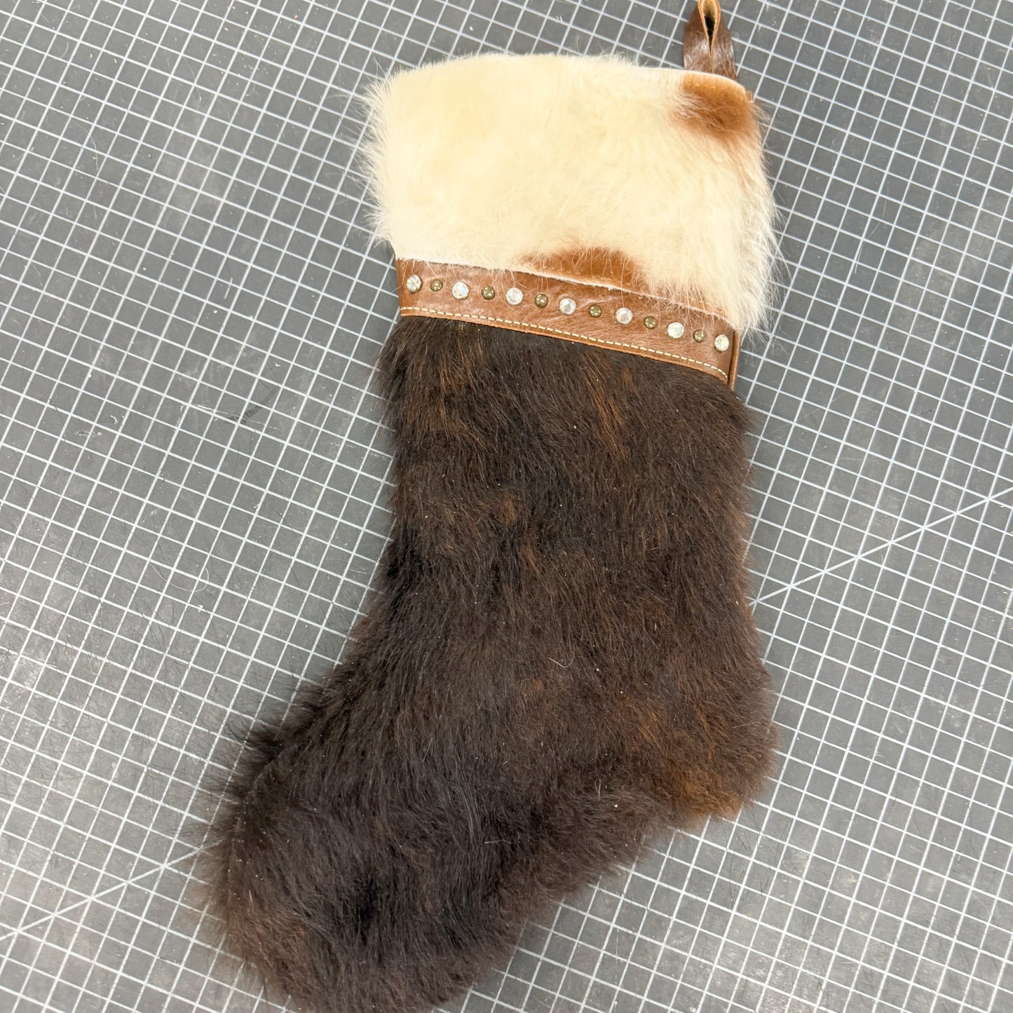 Hair on Hide Western Leather Christmas Stocking