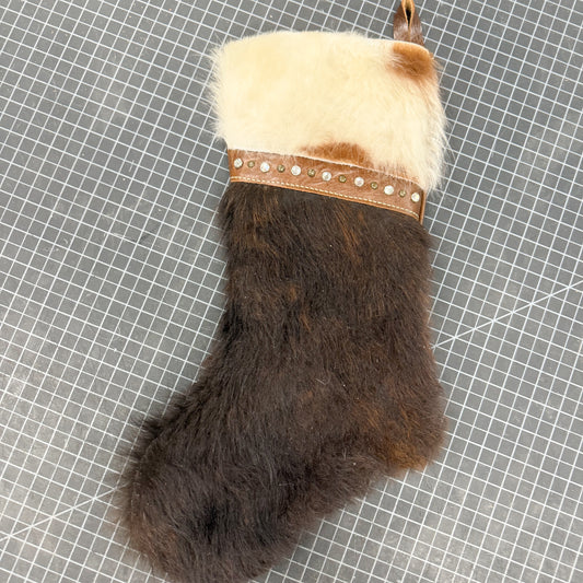 Hair on Hide Western Leather Christmas Stocking