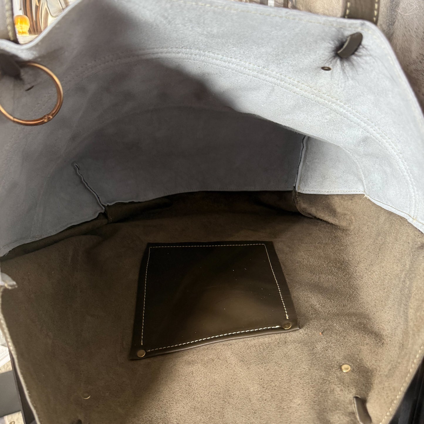 Big Bertha Oversized Tote in Dark Bridle Hair on Hide with Wool Accent