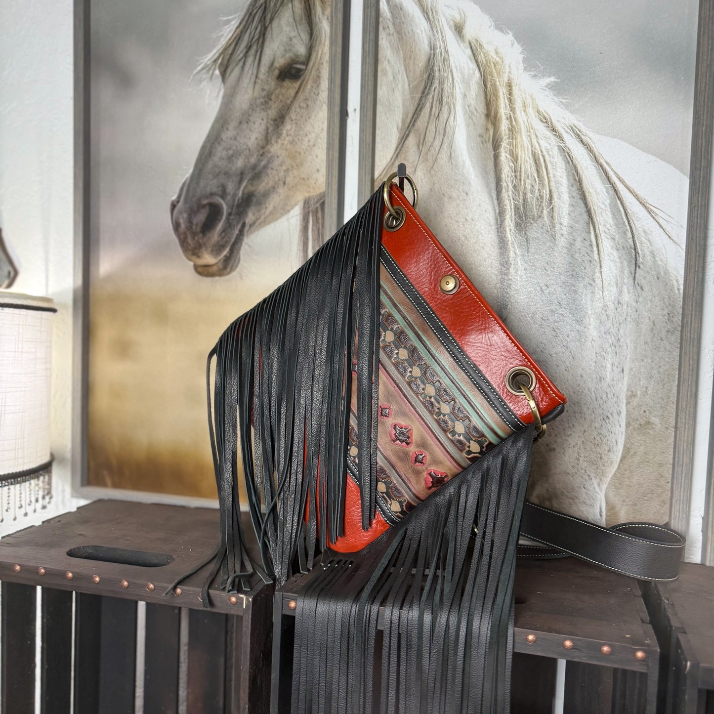 Gypsy in Aztec and Burnt Orange/Black with Fringe