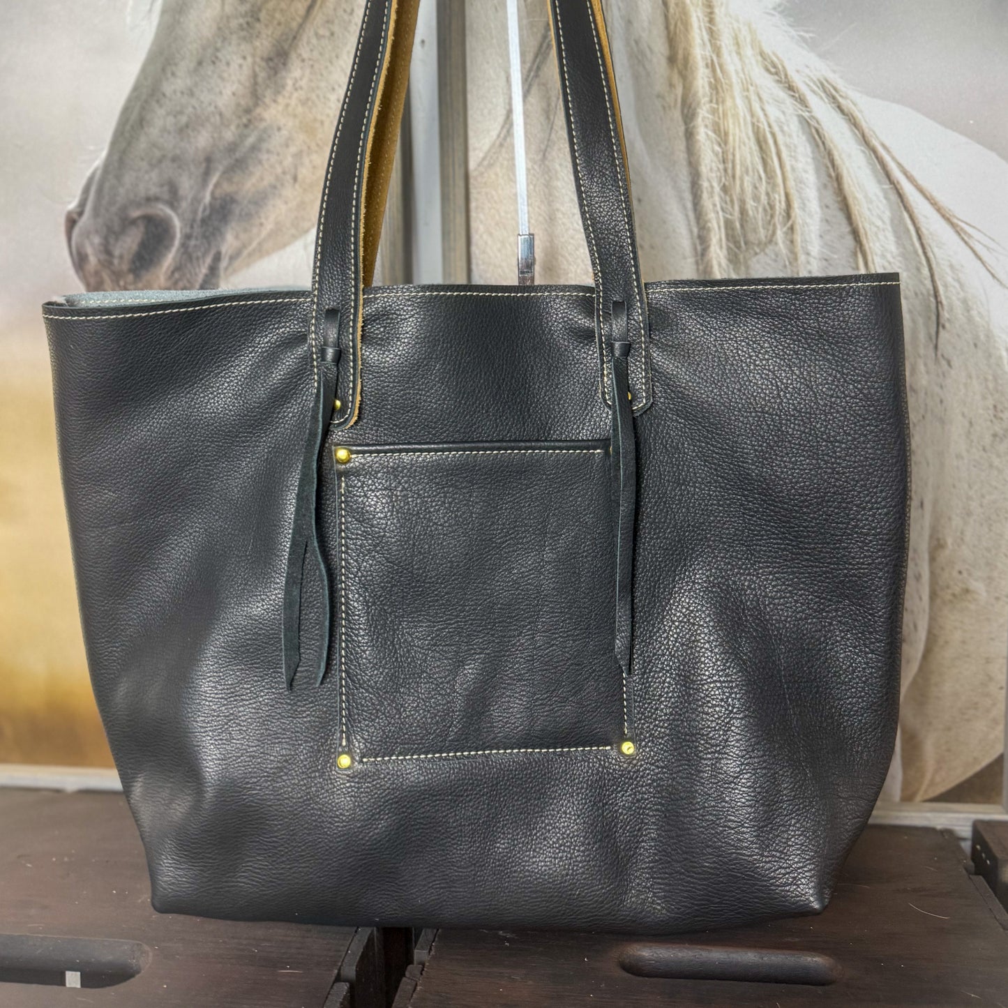 Betty Tote Set in Blond Hair on Hide on Hide and Pacific Crest Wool