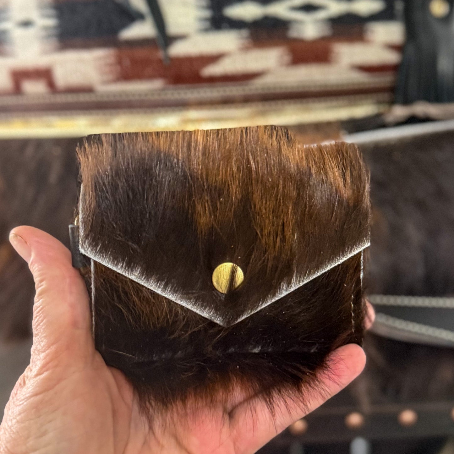 Betty Tote Set in Dark Hair on Hide on Hide and Mesilla Wool