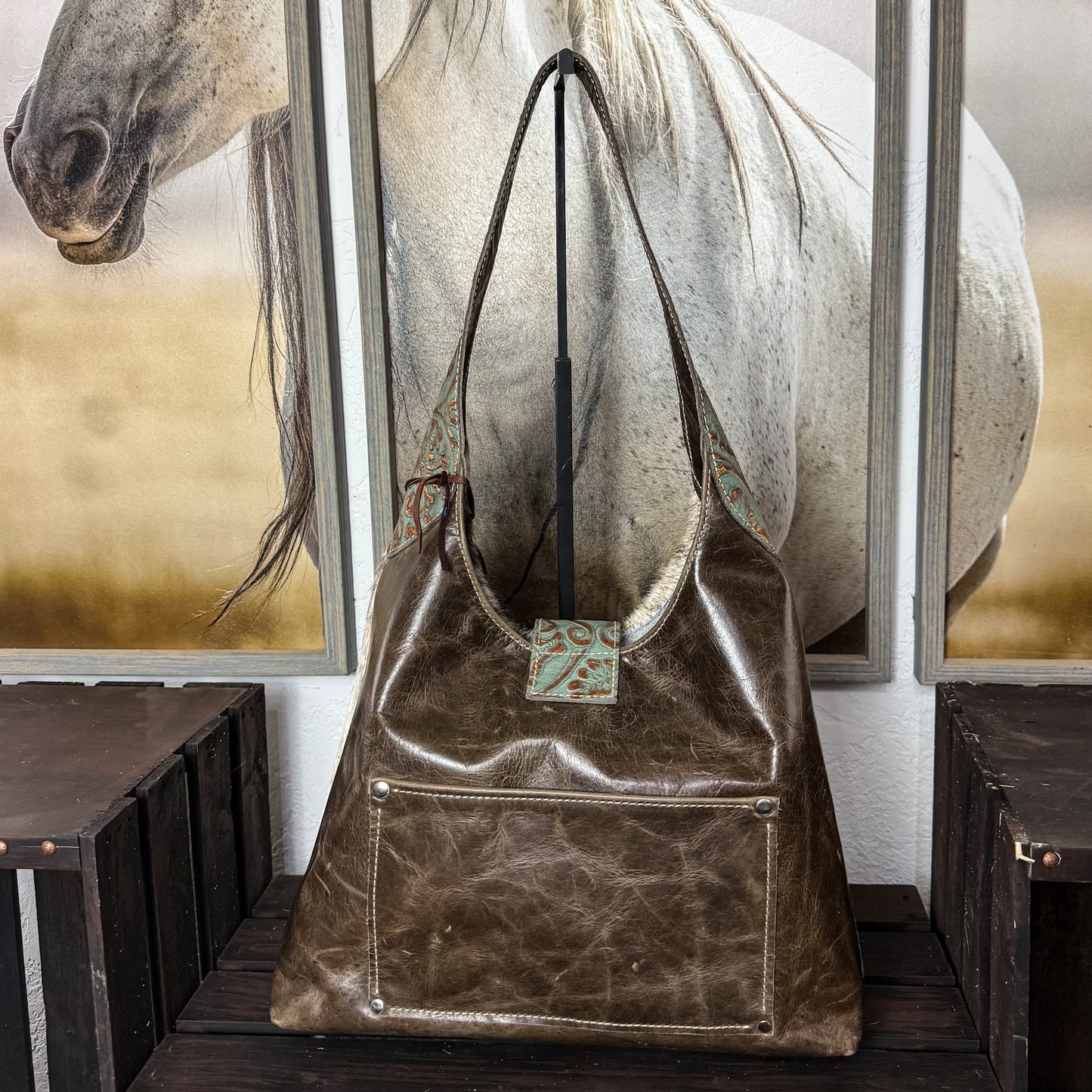 Bison Leather Hobo Bag