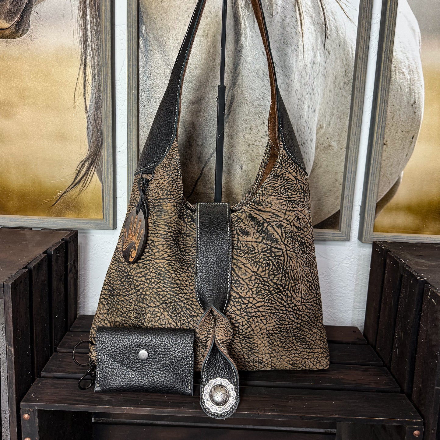 Bison Leather Hobo Bag