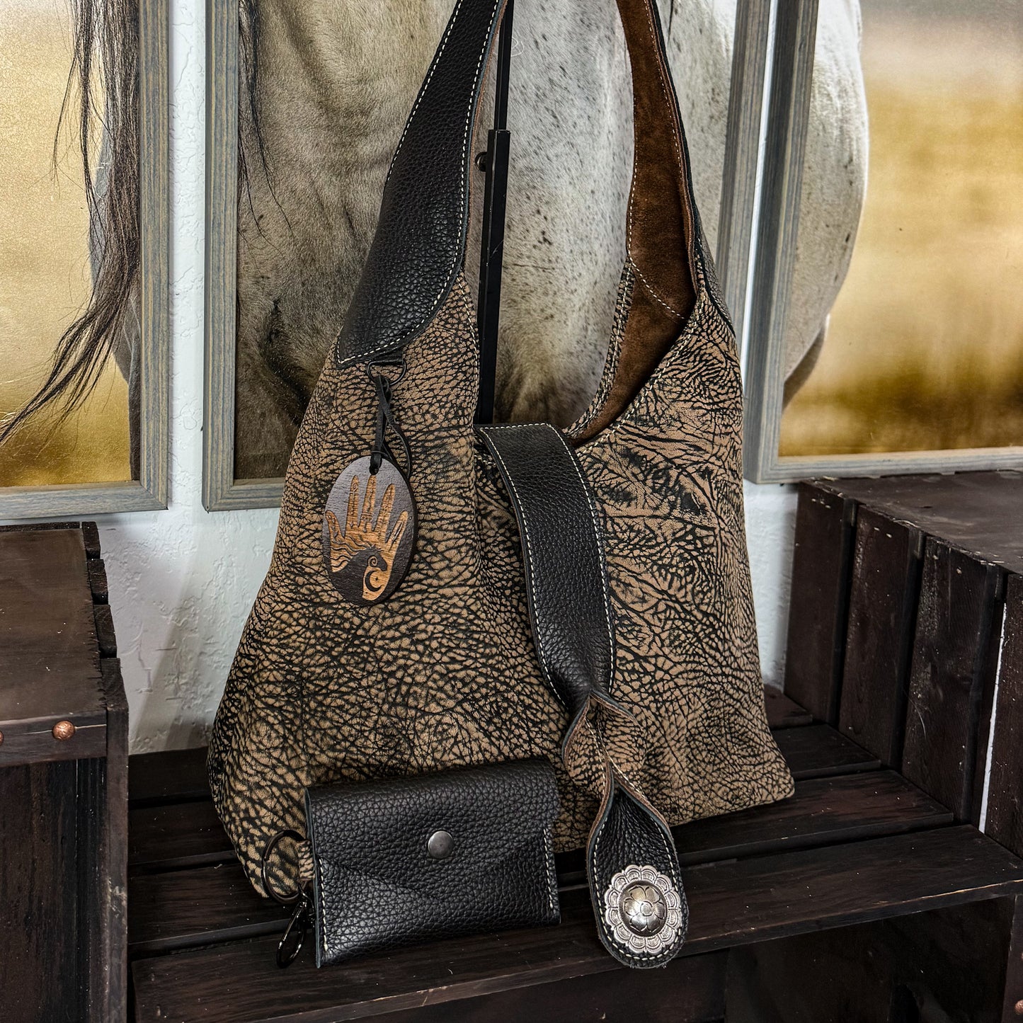 Bison Leather Hobo Bag