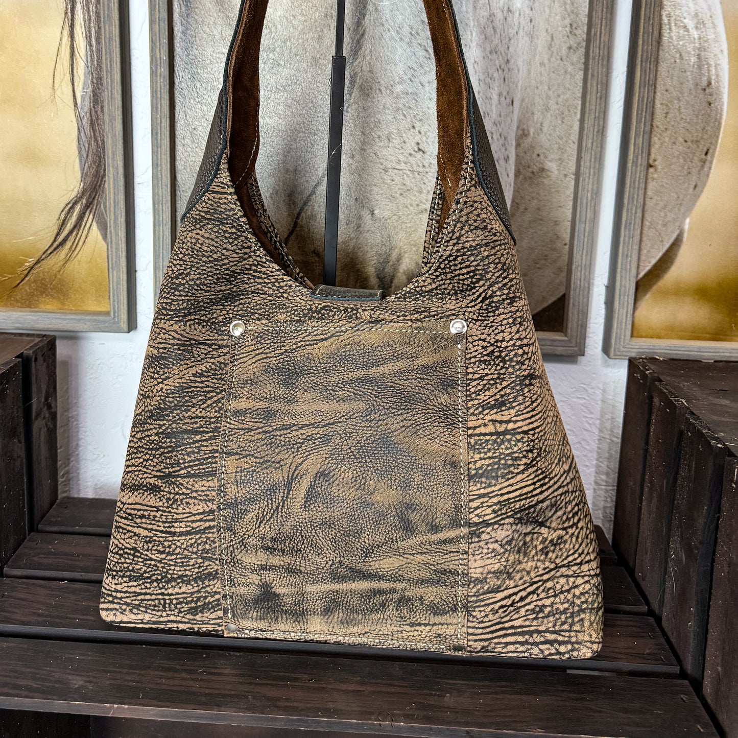 Bison Leather Hobo Bag