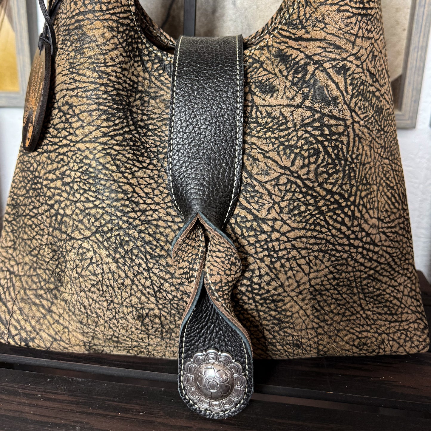 Bison Leather Hobo Bag