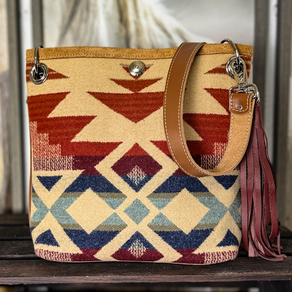 Gypsy Shoulder/Cross Body in Stillwater Tan w/Maroon Tassel