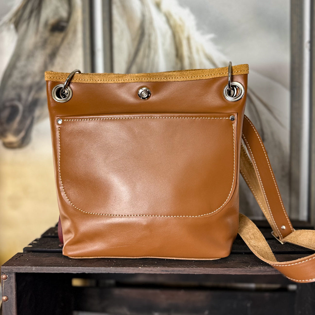 Gypsy Shoulder/Cross Body in Stillwater Tan w/Maroon Tassel