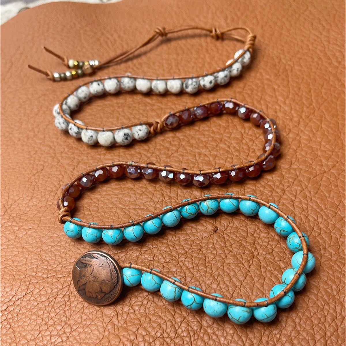 Turquoise Howlite Triple Wrap Bead Bracelet