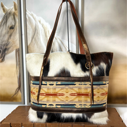 Sonoran Sunset Big Bertha Tote in Tri Color Hair on Hide MM052