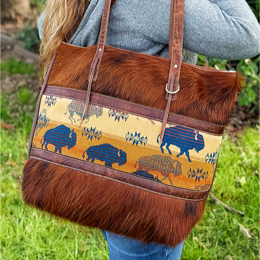 Big Bertha Tote in Luscious Brown Hair on Hide