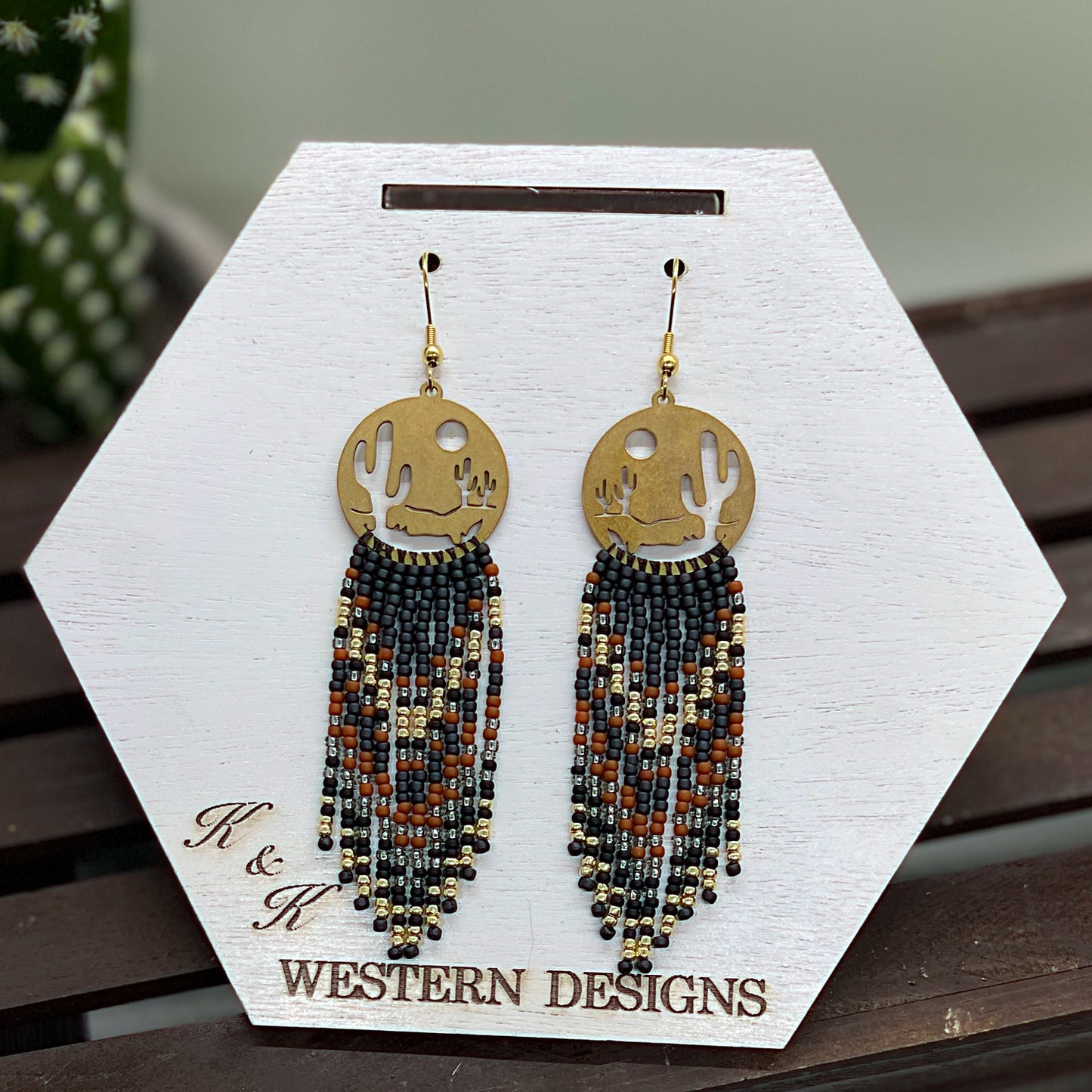 Southwestern Desert Scene Beaded Fringe Dangles